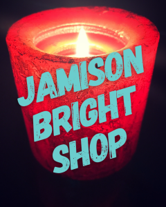 Gorgeous candle and text with Jamison Bright Shop text